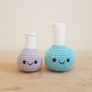 Florence Flask Handmade Crochet Chemistry. Large or Small, Science Plush