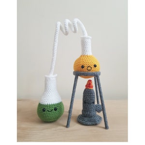 Handmade Crochet Chemistry Science, Distiller Set with Bunsen Burner Plush