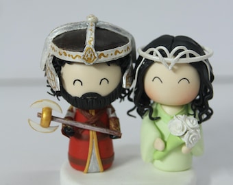 Medieval Wedding Cake Topper, Fantasy wedding cake topper, Movie inspire wedding theme, renaissance bride & groom figurine