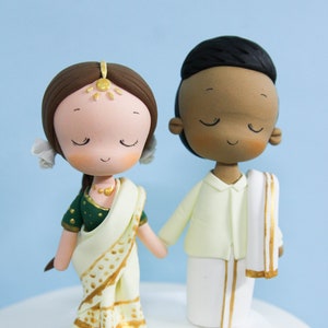 Saree wedding cake topper, Indian wedding couple, Asian Indian Sikh punjabi laacha Hindu Pakistani Muslim Bride & Groom, Green theme