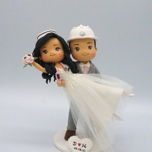 Custom Made Construction Workers wedding cake topper, Nurse wedding cake topper, Nurse Bride & Construction Groom Wedding, Mr and Mrs topper