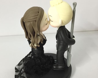Halloween wedding cake topper, Horror wedding theme, Gothic Spooky Bride Groom, Halloween Party Decor