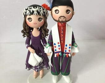Traditional Assyrian Wedding Cake Topper, Ethnic Bride & Groom Topper