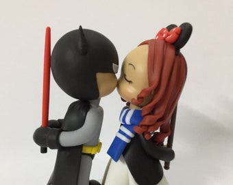 Superhero wedding cake topper, Movie inspired wedding cake topper Wedding Anniversary Gift for Bride Custom Groom Topper Wedding Centerpiece