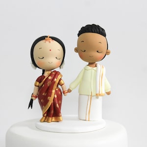 Indian wedding cake topper, Sari wedding topper, Custom wedding gift for the couple, ethnic wedding bride & groom