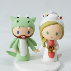 Dragon and Unicorn Wedding Cake Topper: Handmade Cosplay Centerpiece