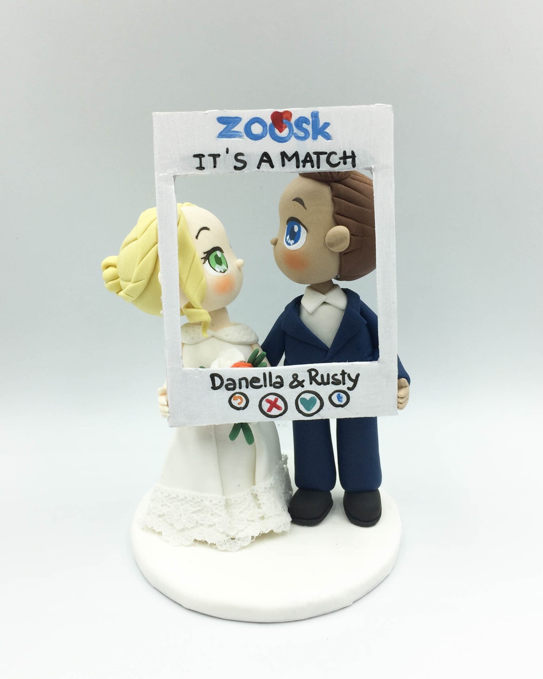 Zoosk Wedding Cake Topper, Online Dating App Wedding Cake Topper, Funny Bride & Groom Cake