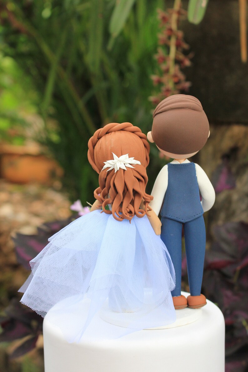 Rustic Wedding Cake Topper Beautiful Blue Bride & Groom Cake | Etsy
