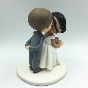 Custom Bride & Groom Wedding Cake Topper, Curly Bun Bride and Buzz Cut ...