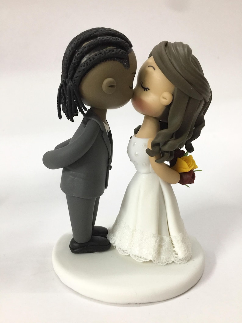 Mohawk Topper Mohawk Braids Groom Kissing Bride Wedding Cake Topper, Custom Clay ...