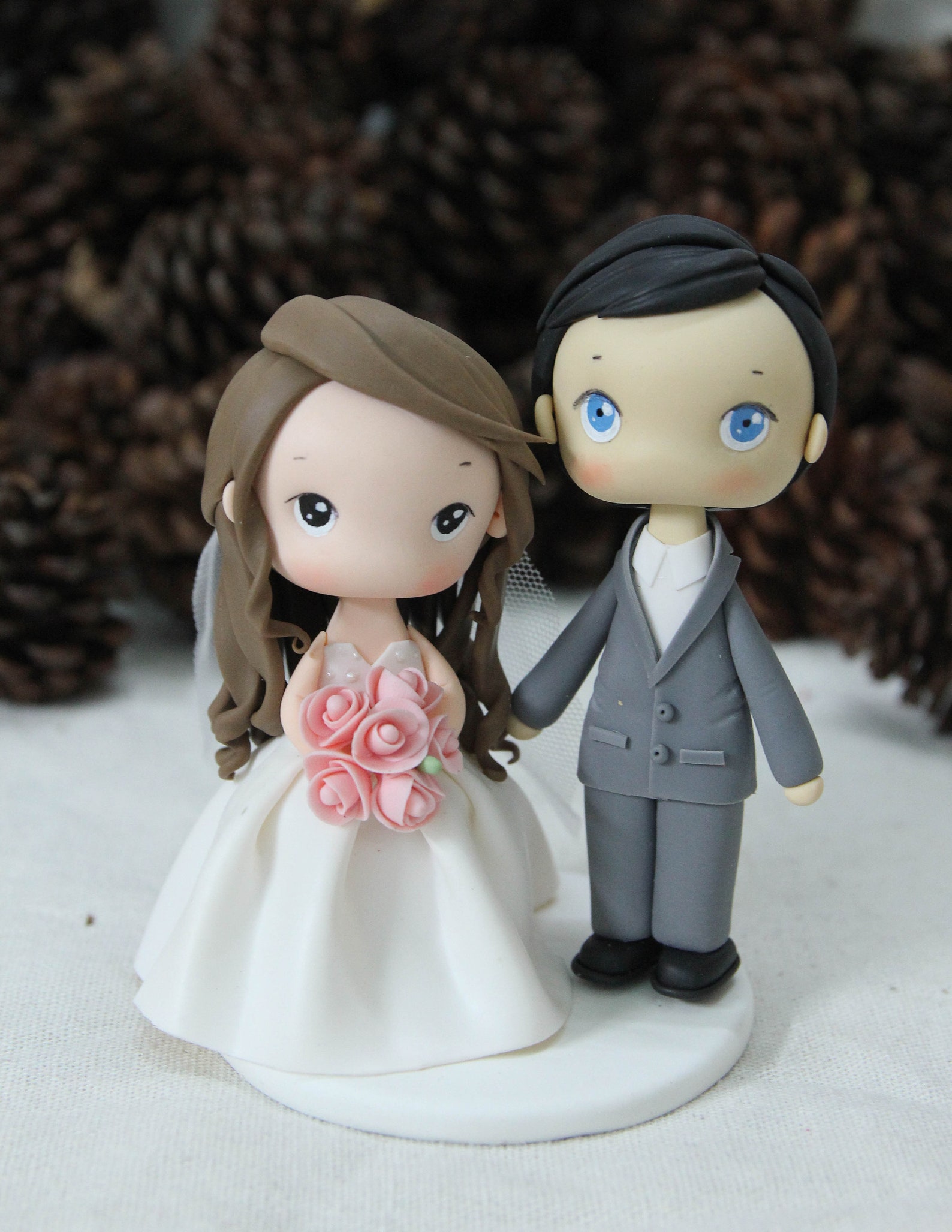 Pink Wedding Cake Topper, Classic Bride & Groom Wedding Cake Topper ...