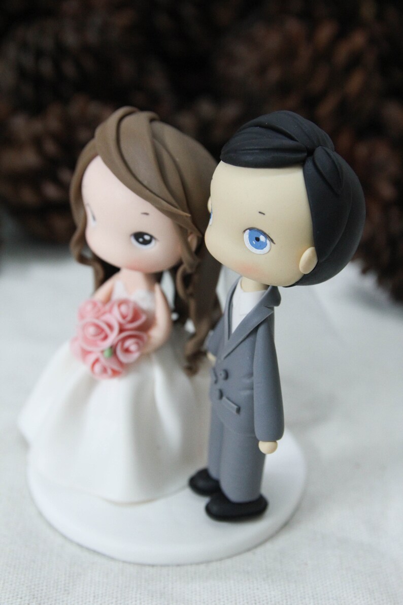 Pink Wedding Cake Topper, Classic Bride & Groom Wedding Cake Topper ...
