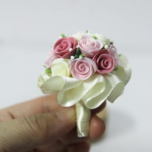 Bouquet replica ornament, miniature bouquet, 1st anniversary gift, just married gift for couple, miniature roses, wife birthday gift