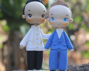 Gay wedding cake topper, International wedding groom and groom cake topper, Same sex wedding topper