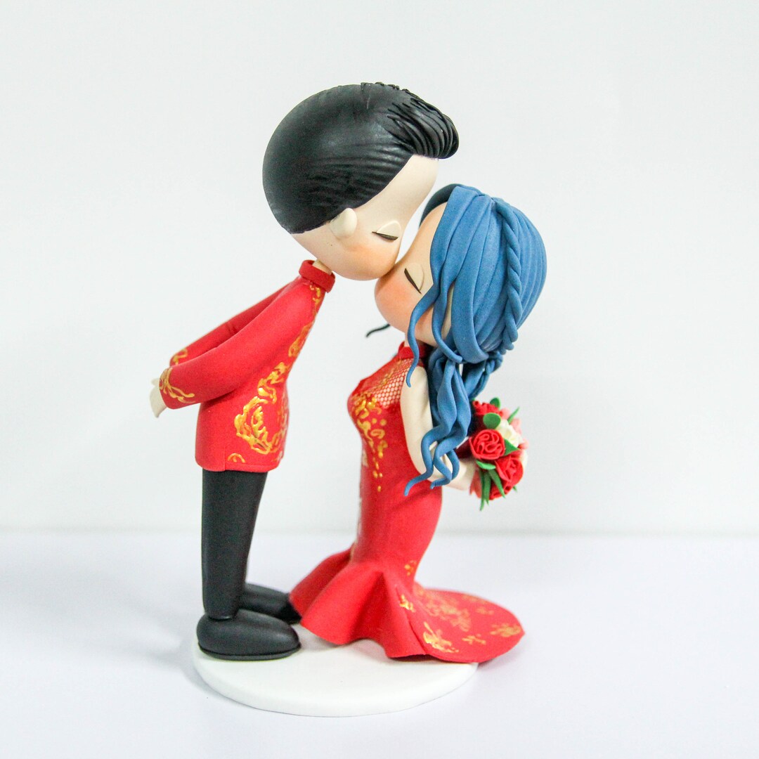 Qipao Wedding Cake Topper, Chinese Wedding Cake Topper, Traditional