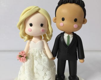 Bride and groom wedding cake topper, classic wedding theme