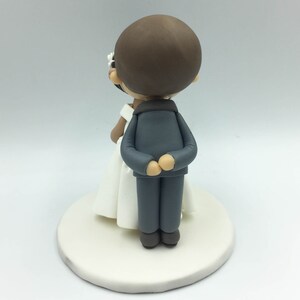 Custom Bride & Groom Wedding Cake Topper, Curly Bun Bride and Buzz Cut ...