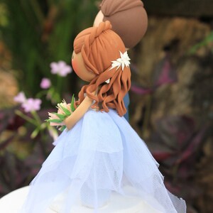 Rustic Wedding Cake Topper Beautiful Blue Bride & Groom Cake Topper Non ...