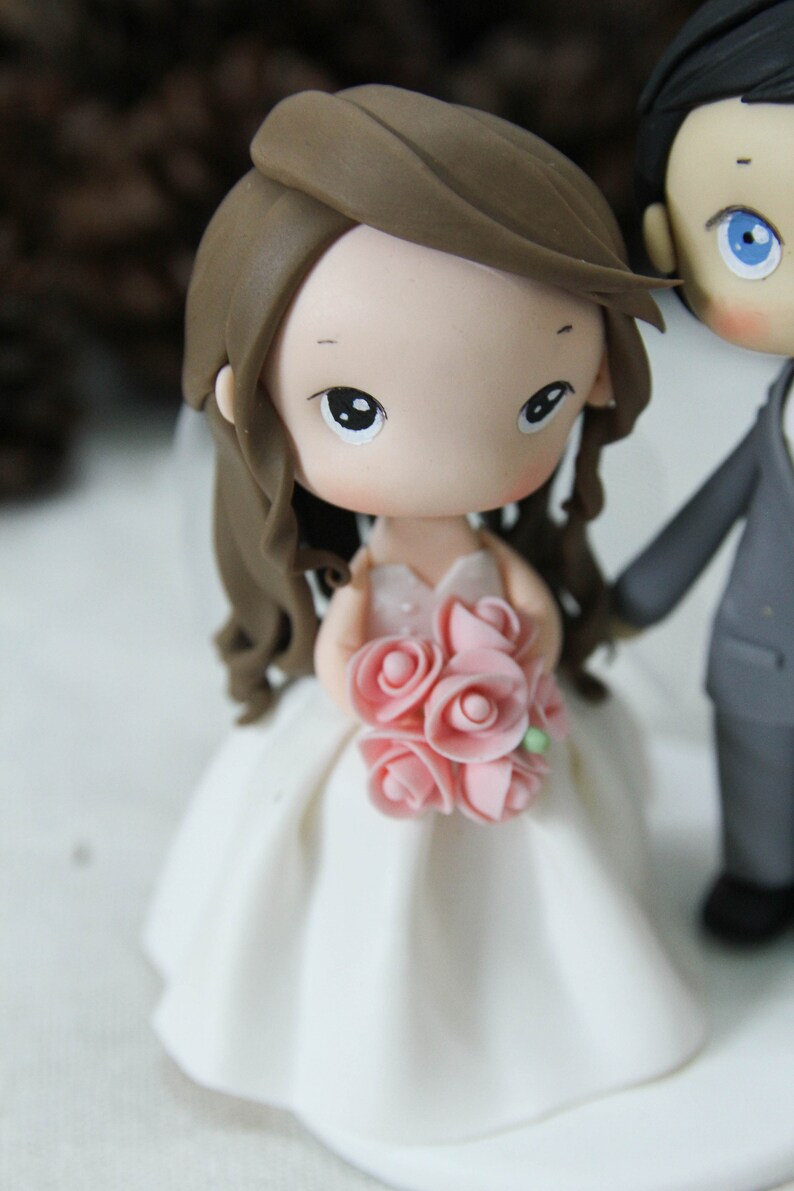 Pink Wedding Cake Topper, Classic Bride & Groom Wedding Cake Topper ...