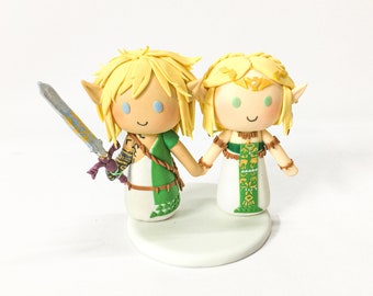 Game Character wedding cake topper, Gamer wedding cake topper, Custom wedding gift for Geek couple, Game Commission Figurine