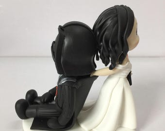 Bride Drag Groom wedding cake topper, Funny Movie inspire wedding theme, Space hero Galaxy theme
