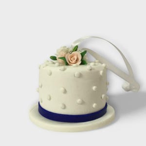 Wedding Cake Ornament (1 tier) Deposit - Birthday Cake Ornament - Anniversary Gift - Wedding Keepsake - Clay Cake - Cake Replica