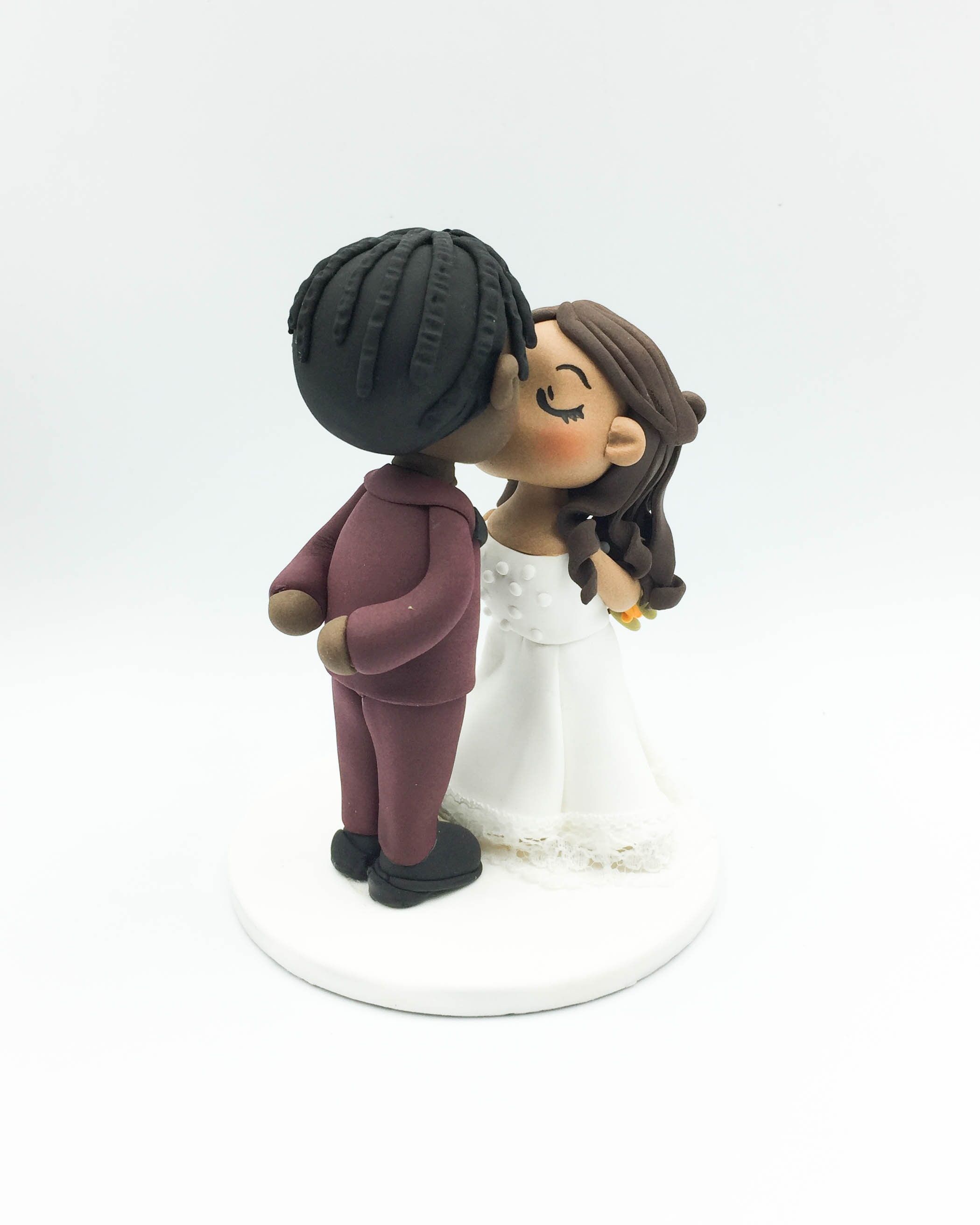 Wedding Cake Topper, Braid Man Groom & Half up Do Bride Topper ...