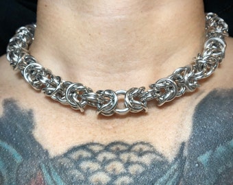 Chainmaille Necklace Handcrafted Helm Weave Day Collar Chainmaille Necklace Handcrafted Helm Weave Day Collar