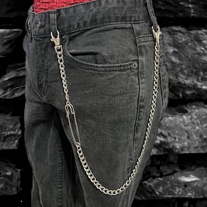 Safety Pin Wallet Chain, Chunky Belt Chain, Alternative Punk Gothic Style Jewelry, Pants Chain