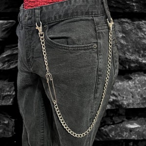 Cadena de billetera con imperdible, cadena gruesa para cinturón, joyería de estilo gótico punk alternativo, cadena para pantalones