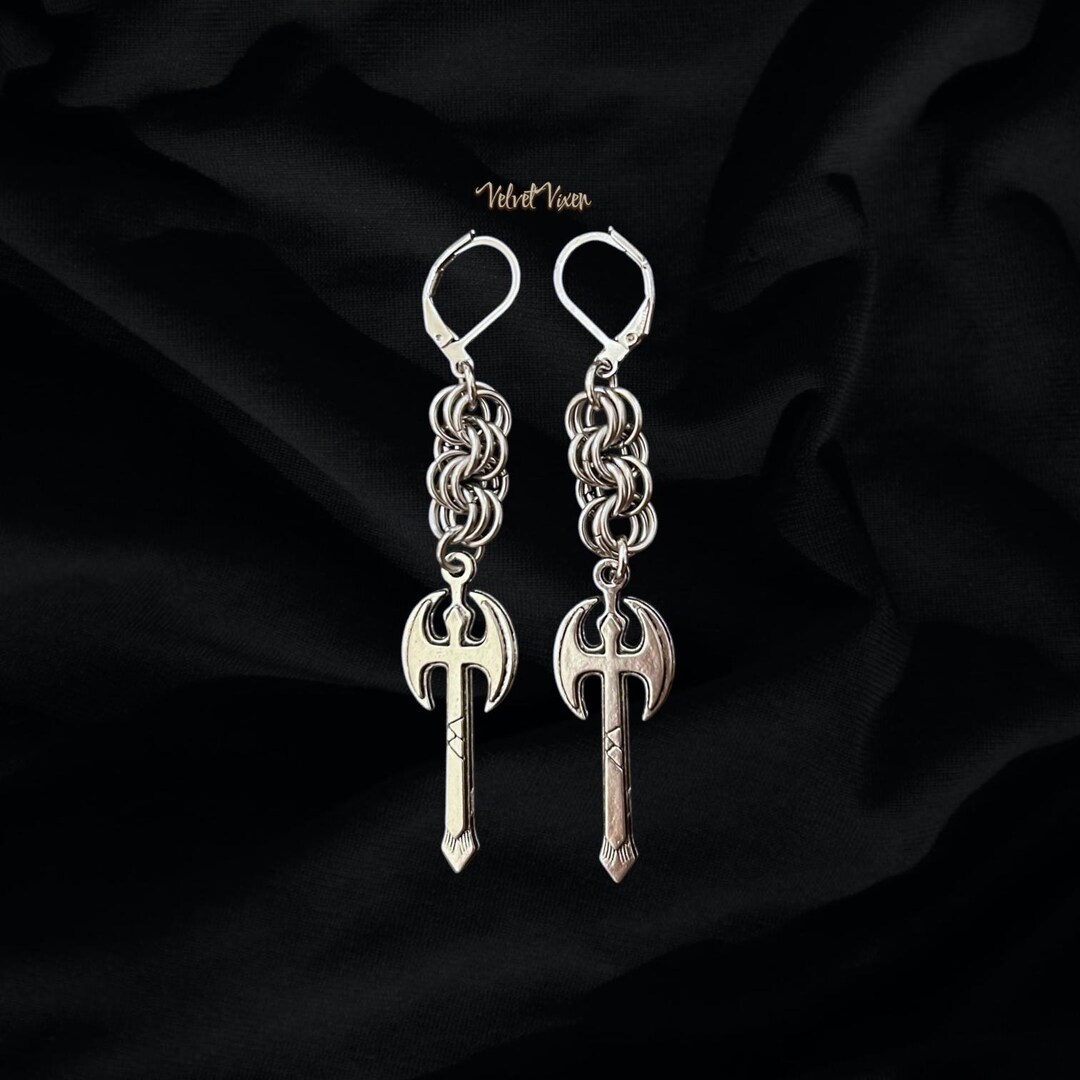 Battle Axe Chainmail Dangle Earrings, Punk Goth Alternative Style Jewelry - Etsy