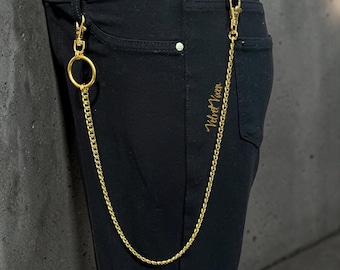 Gold Single Chain O Ring Wallet Belt Pants Chain, Punk Goth Grunge 90s Alternative Aesthetic