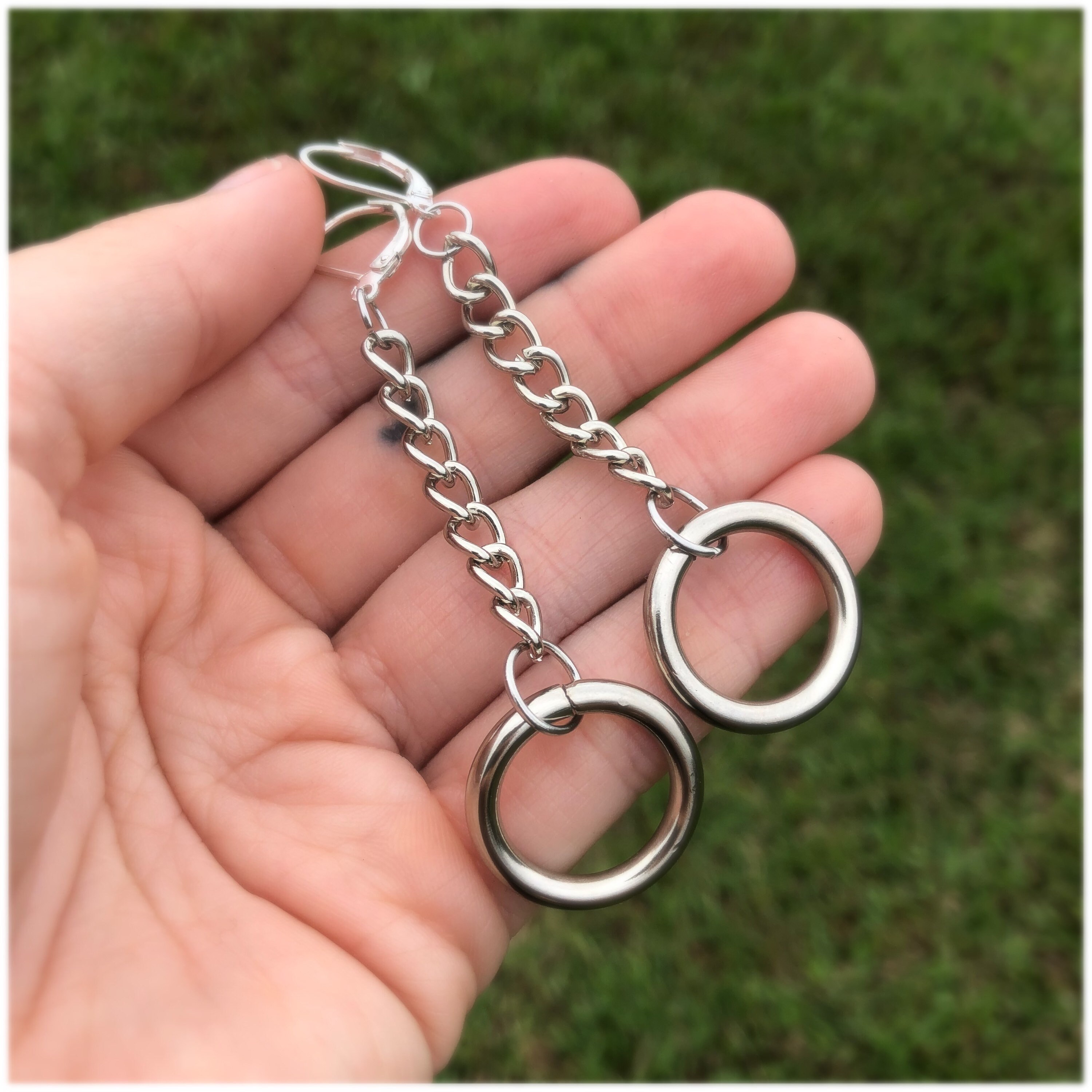 O Ring Dangle Chain Earrings O Ring Jewelry Gothic Etsy