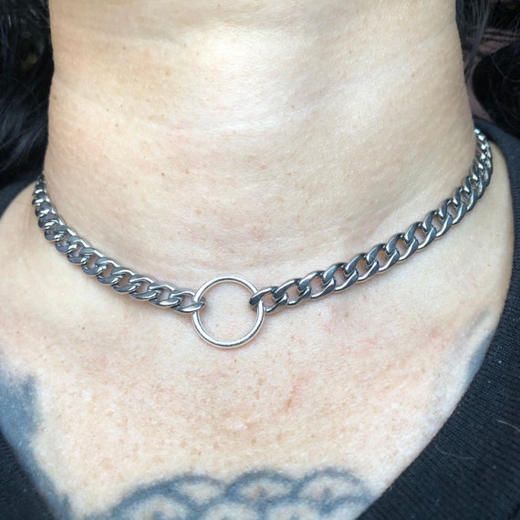 Stainless Steel O Ring Choker Chain Necklace, Minimalist