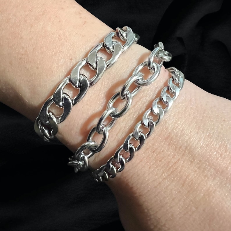 Stainless Steel Layering Bracelet, Bracelet Stack, Waterproof Jewelry, Minimalist Alternative Grunge Punk Gothic Style, Unisex zdjęcie 1