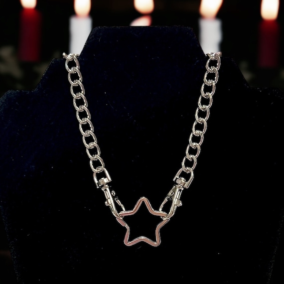 Star Chain Swivel Clasp Necklace, 90s Mall Goth Punk Alternative Y2K Style Jewlery