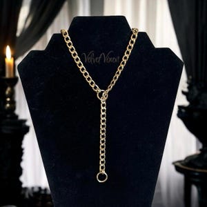 Gold Plated Dainty O Ring Slip Chain Choker Necklace, Alternative Punk 90s Y2K Goth Jewelry