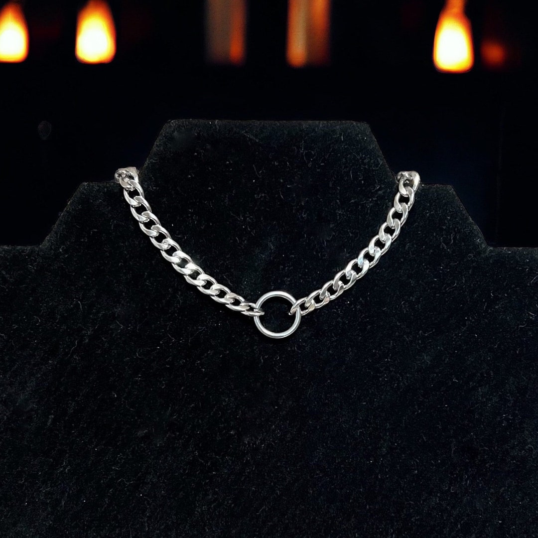 Stainless Steel O Ring Choker Chain Necklace, Minimalist