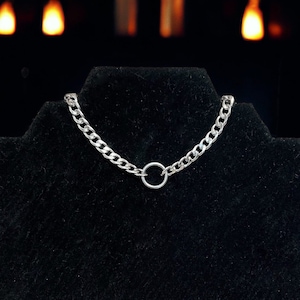 Stainless Steel O Ring Choker Chain Necklace, Minimalist Grunge Alternative Punk Gothic Style, Waterproof Jewelry