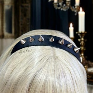 Spiked Black Headband, Gothic Crown Hair Accessory, Grunge Punk Studded Y2K Alternative