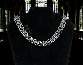 Stainless Steel Helm Weave Chainmail choker necklace, Chainmaille Choker, Alternative Punk Gothic Style Jewelry