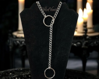 O Ring Slip Chain Necklace, Alternative Punk 90s Y2K Goth Jewelry
