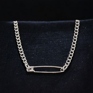 Safety Pin Chain Choker Necklace, Punk Goth 90s Grunge Alternative Style Jewelry