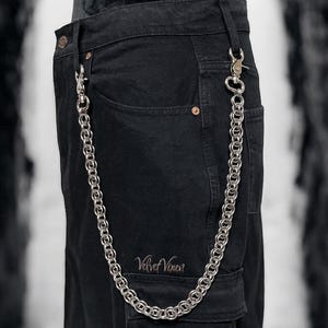 Cadena de acero inoxidable para cinturón de pantalones, cadena de malla gruesa, joyería estética punk, gótica y grunge alternativa