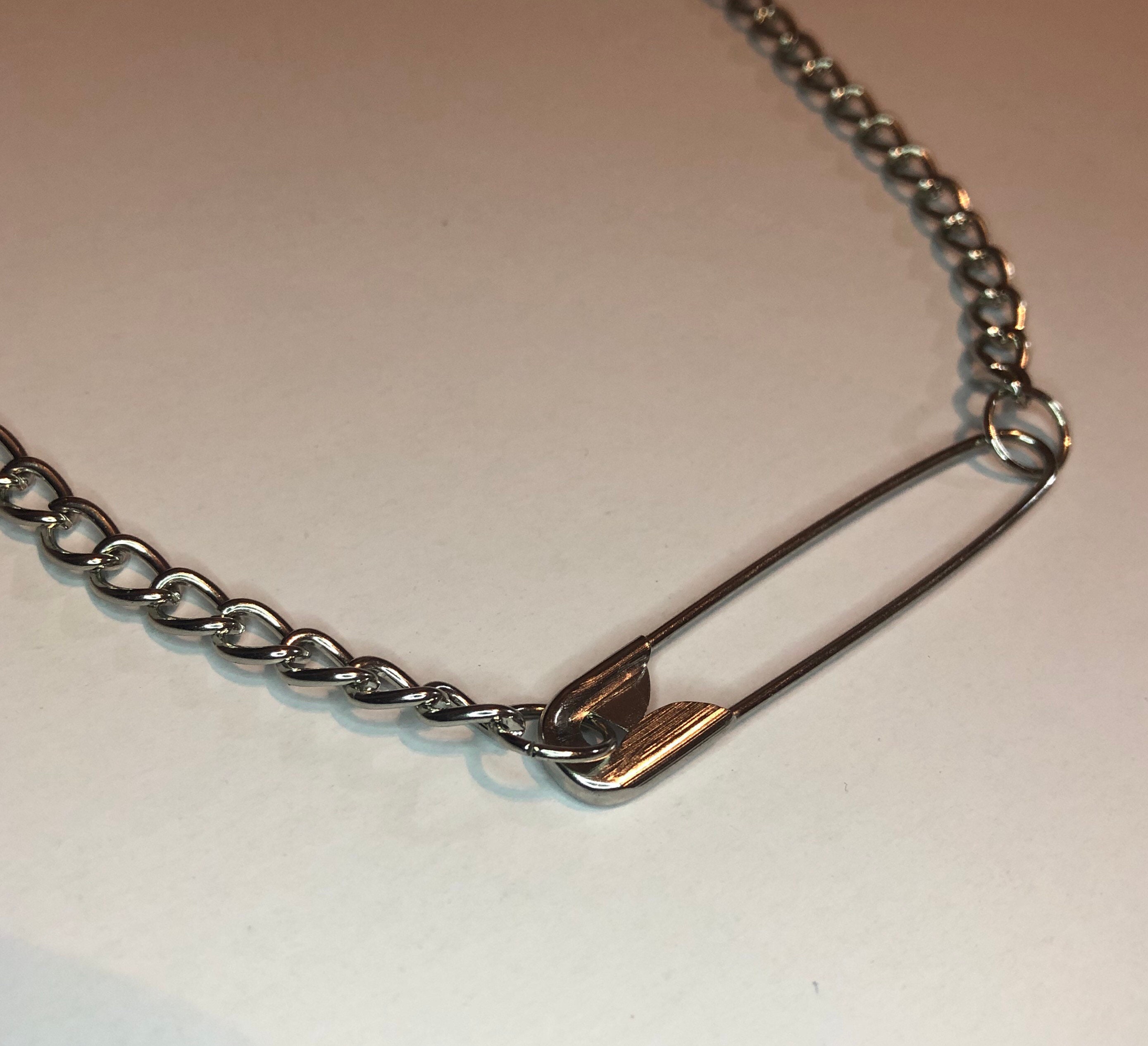 Safety Pin Chain Choker Punk Goth 90s Alternative Style Etsy
