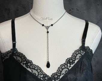 Floral Rose Gothic Rosary Inspired Necklace, Stainless Steel, Victorian Romatic Goth Whimsigoth Jewelry