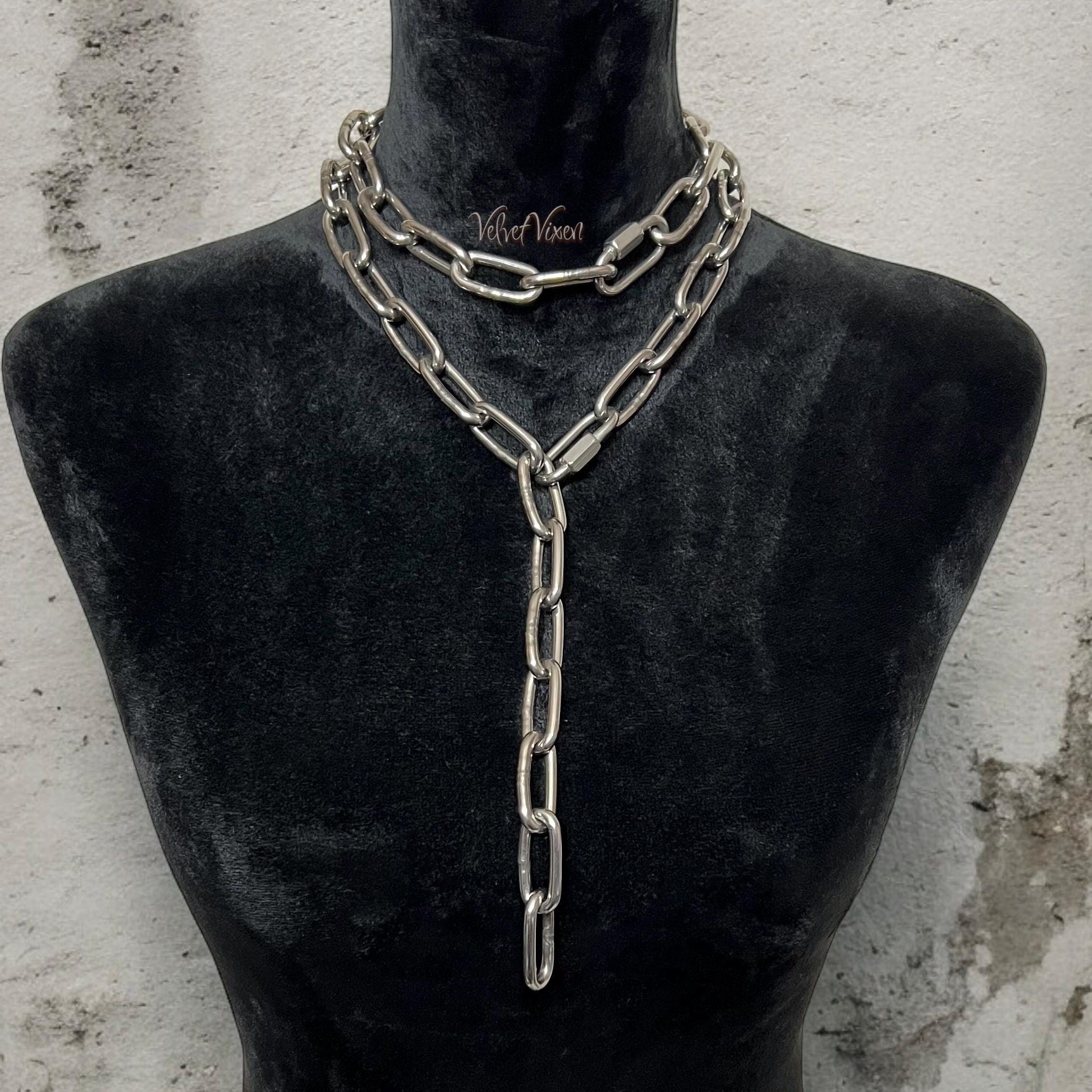 Chunky Stainless Steel Chain Necklace, Heavy Duty Industrial, Layering Stacking, Alternative Punk Grunge Goth 90s Aesthetic