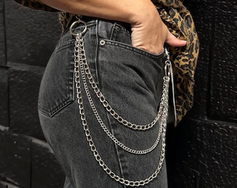 Layered O Ring Wallet Chain, Belt Chain, Punk Goth Grunge 90s Alternative Style