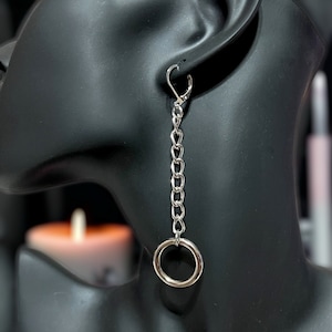 O Ring Dangle Chain Earrings, Alternative Gothic Grunge Punk Jewelry