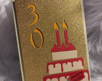 Geburtstagskarte, originelle Grußkarte, Glückwunschkarte mit kleinen Details, Karte mit Zahl, Karte mit LED